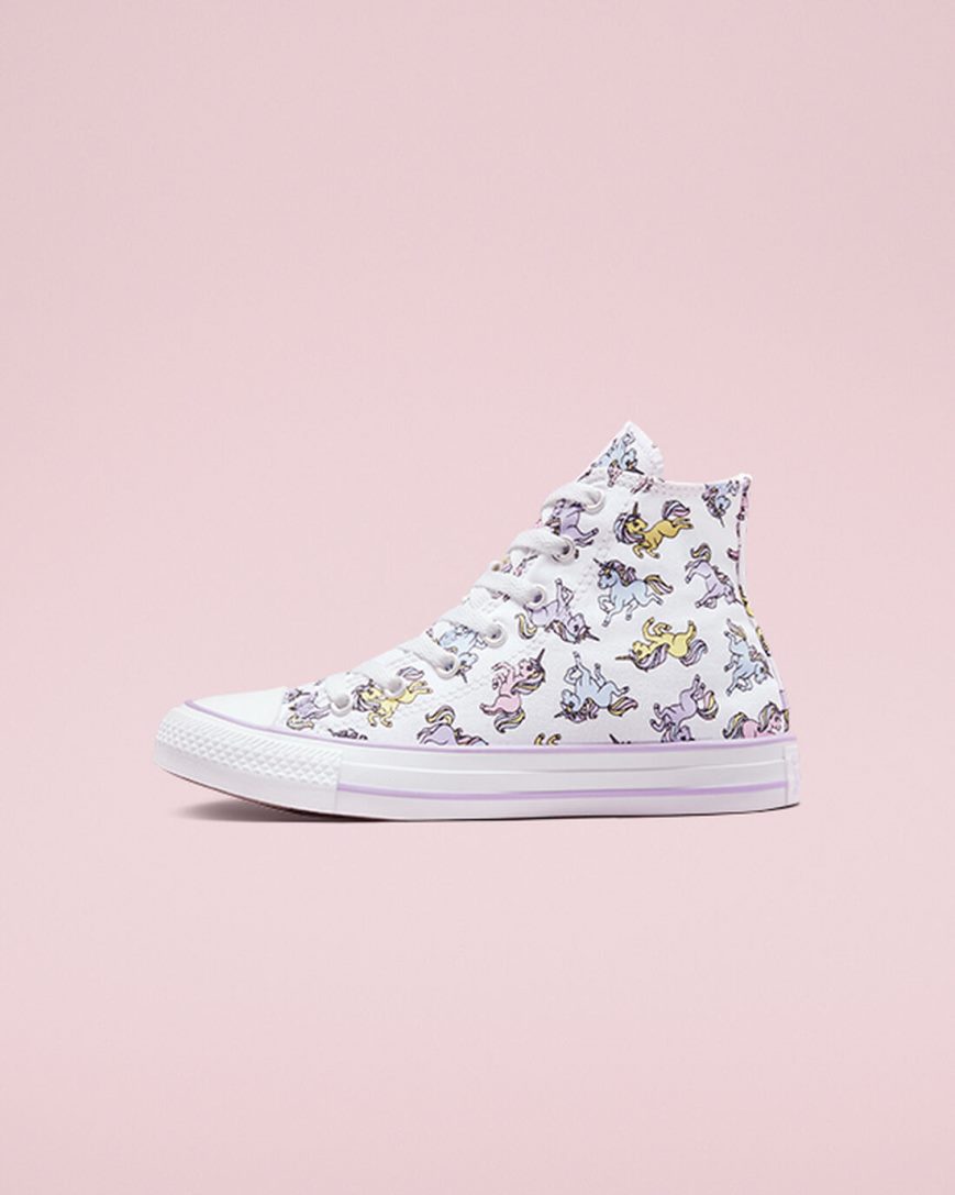 Boys' Converse Chuck Taylor All Star Unicorns High Top Shoes White / Grey Purple | AU 95601C